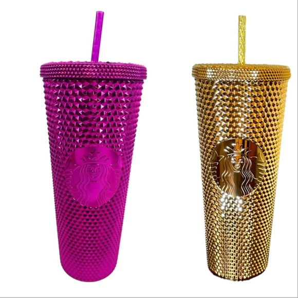 Starbucks 2022 Holiday Edition Sangria & Gold Bling Stud Tumbler Set, Venti, NWT - Picture 11 of 11